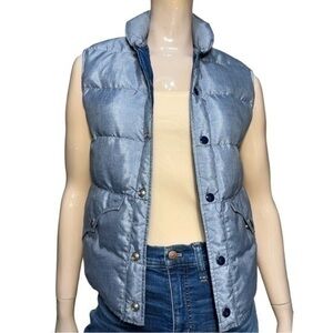 Miller Vintage Women’s Size XS Denim Blue Goose Down Snap Up Puffer Vest